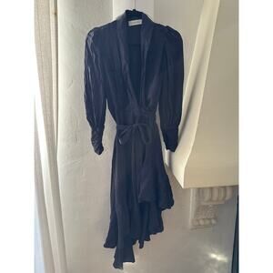 ZIMMERMANN Ruffled Asymmetric Silk-Satin Wrap Dress 0P